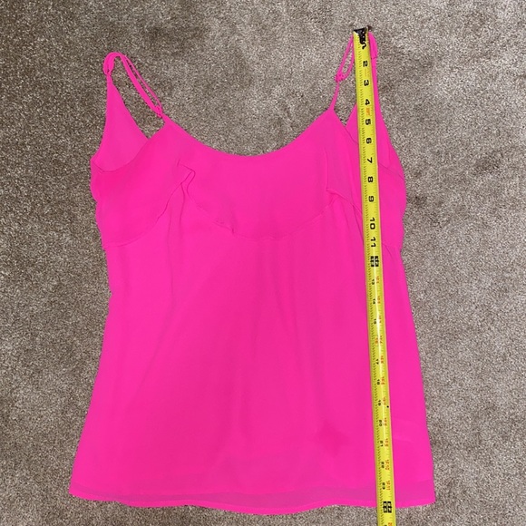 “Naked Zebra” Neon pink spaghetti strap top with ruffled front and back. Size S - Picture 13 of 14